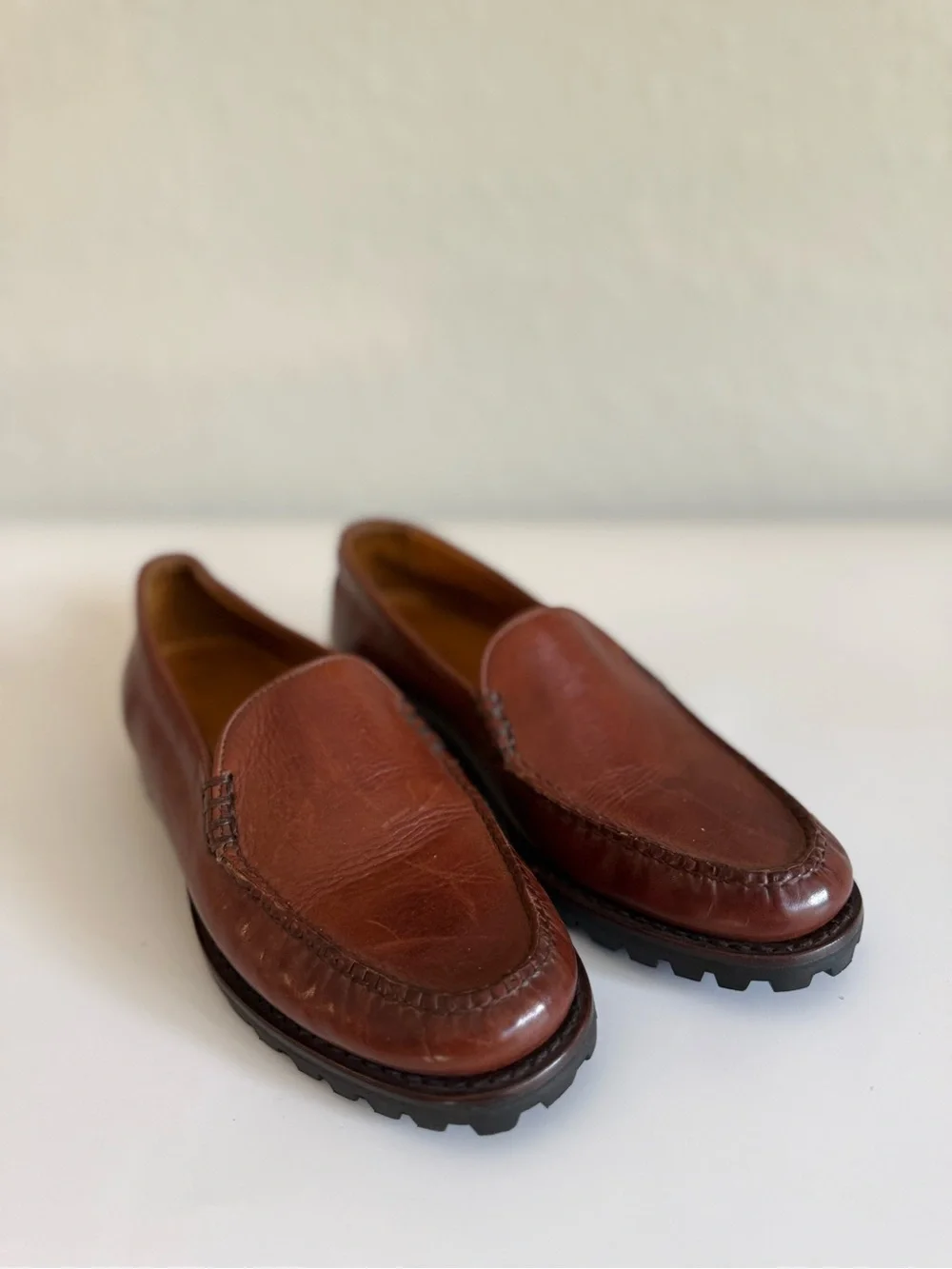 Cole Haan Brown Leather Moc Toe Slip-On Loafers